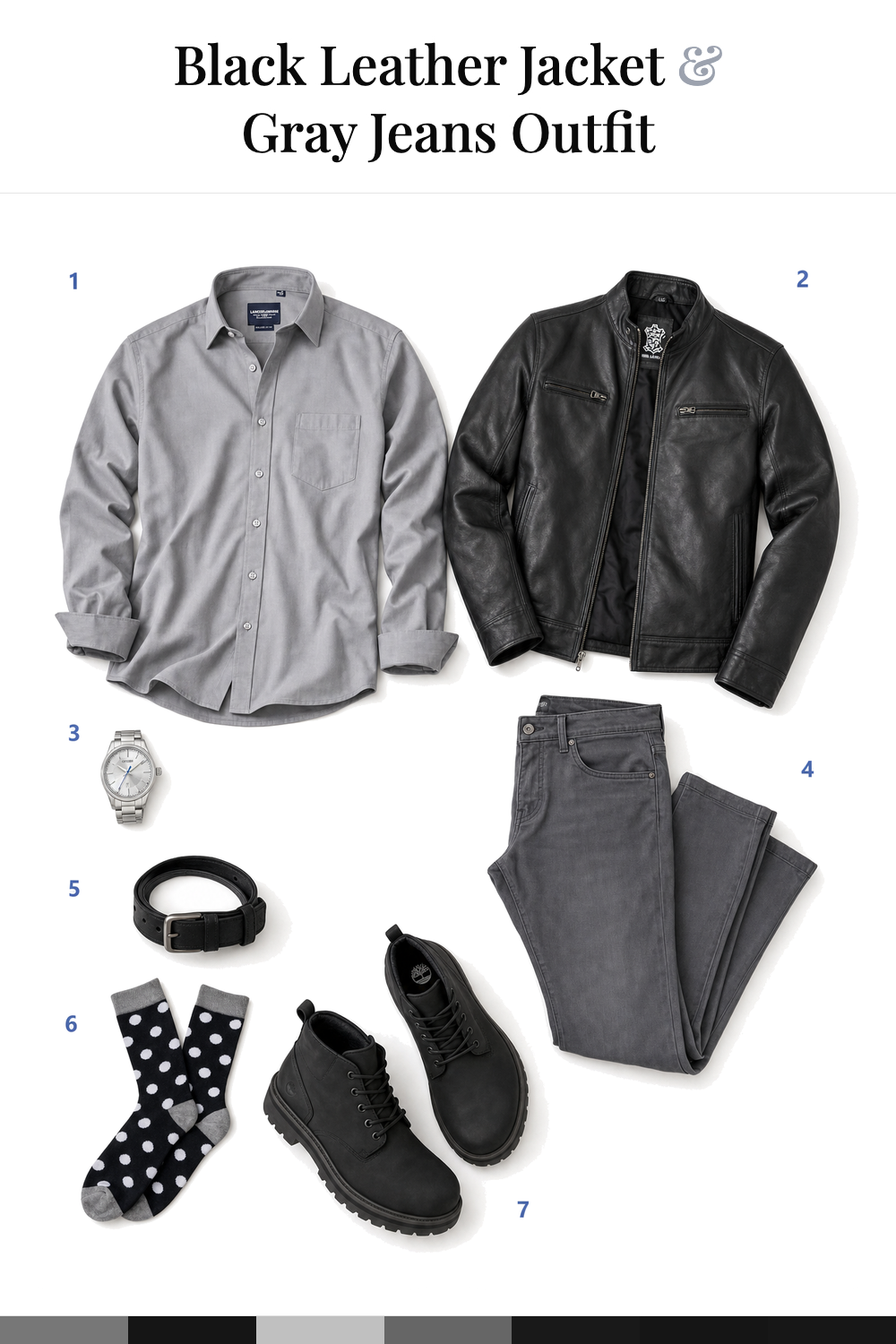 Adam Levine’s Black Leather Jacket & Gray Jeans Outfit
