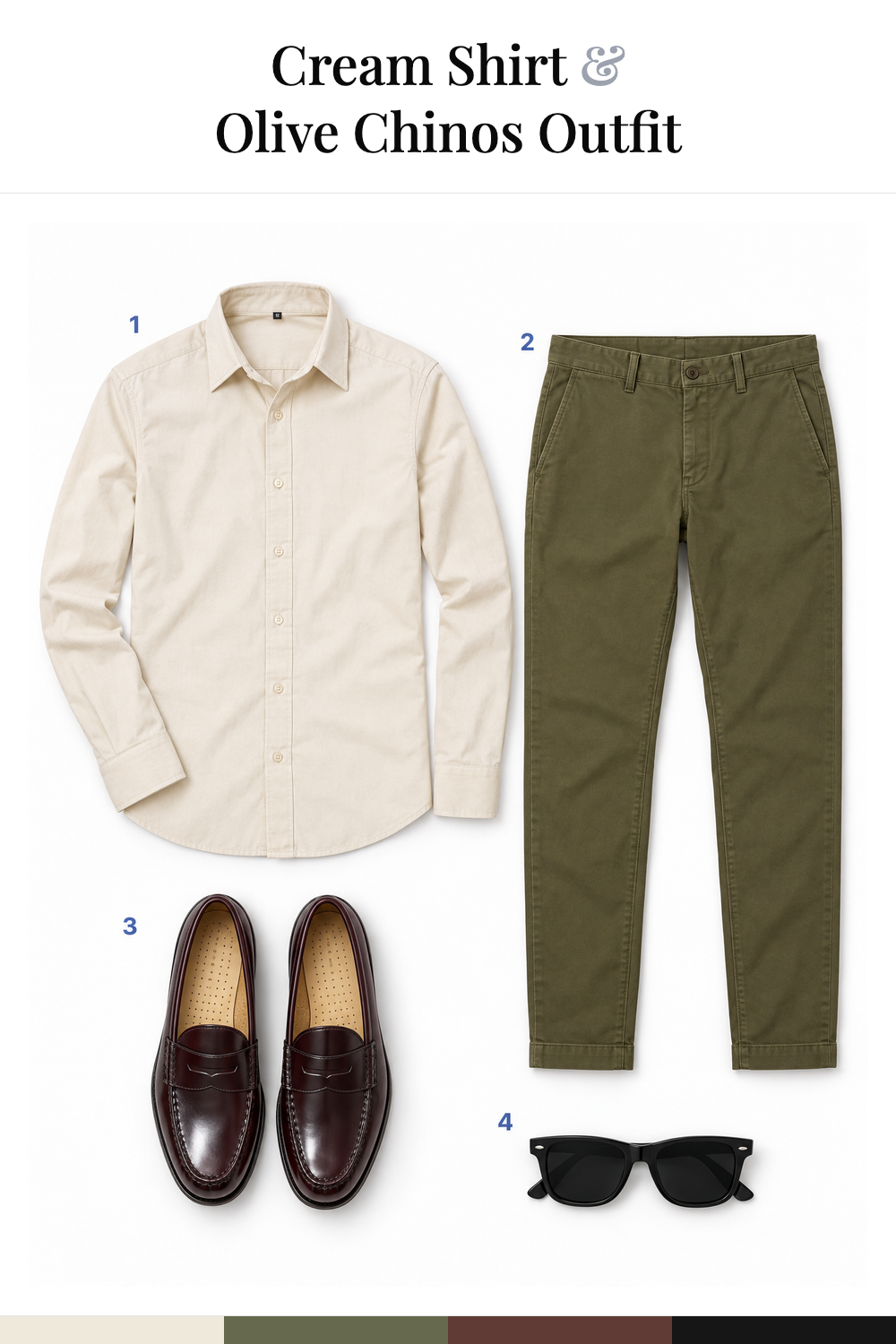 Andrew Garfield’s Cream Shirt & Olive Chinos Outfit