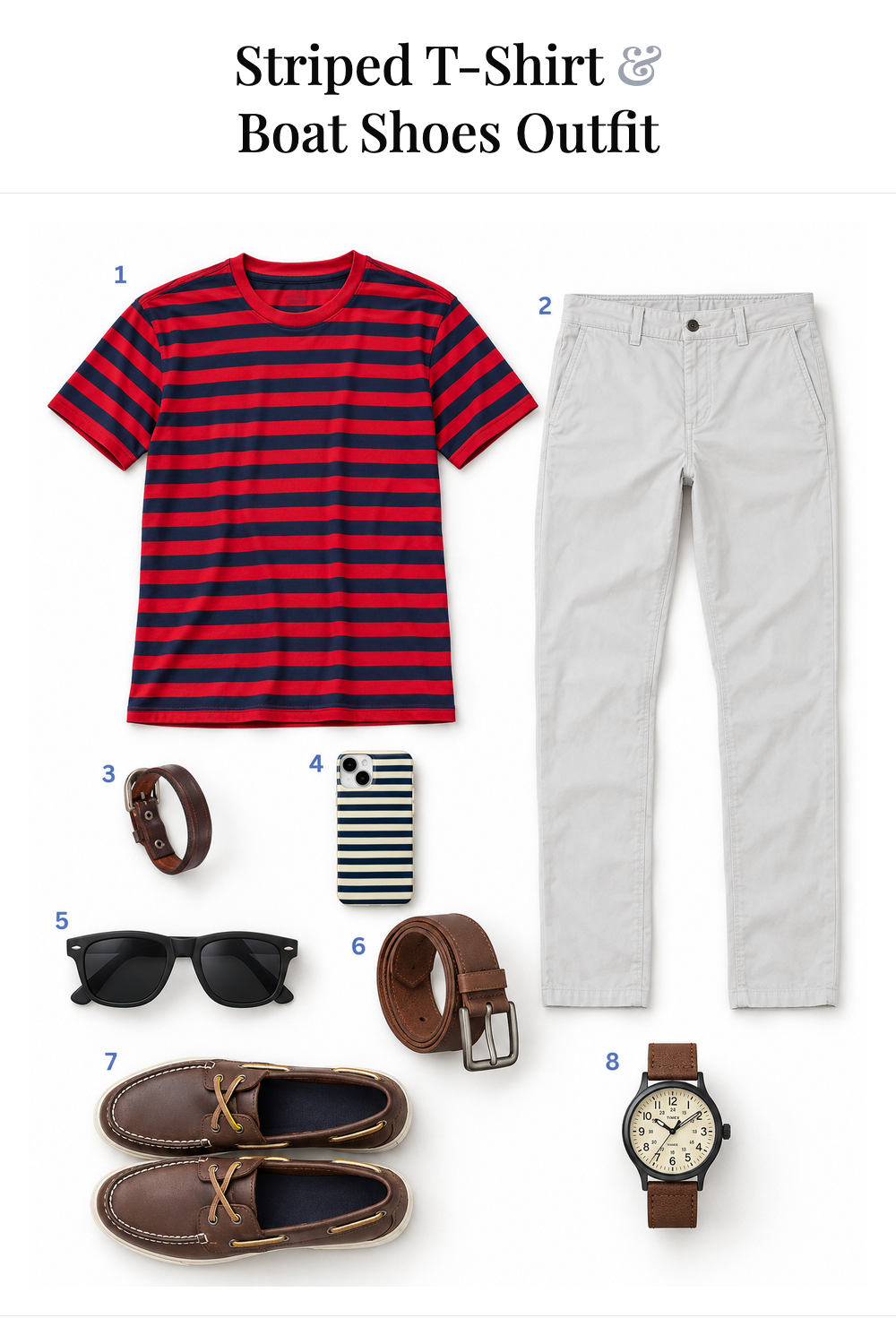 Andrew Garfield’s Striped T-Shirt & Boat Shoes Outfit