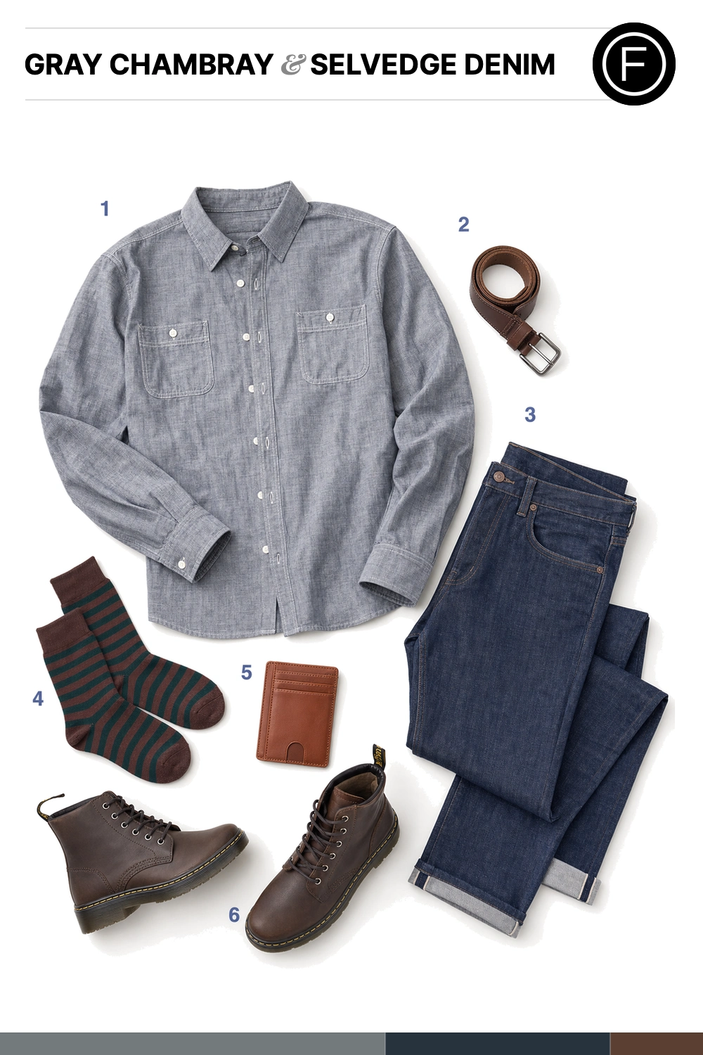 Armie Hammer’s Gray Chambray & Selvedge Denim Outfit