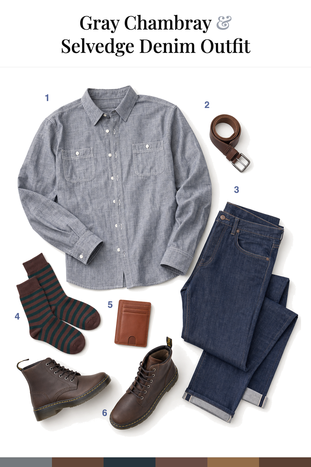 Armie Hammer’s Gray Chambray & Selvedge Denim Outfit