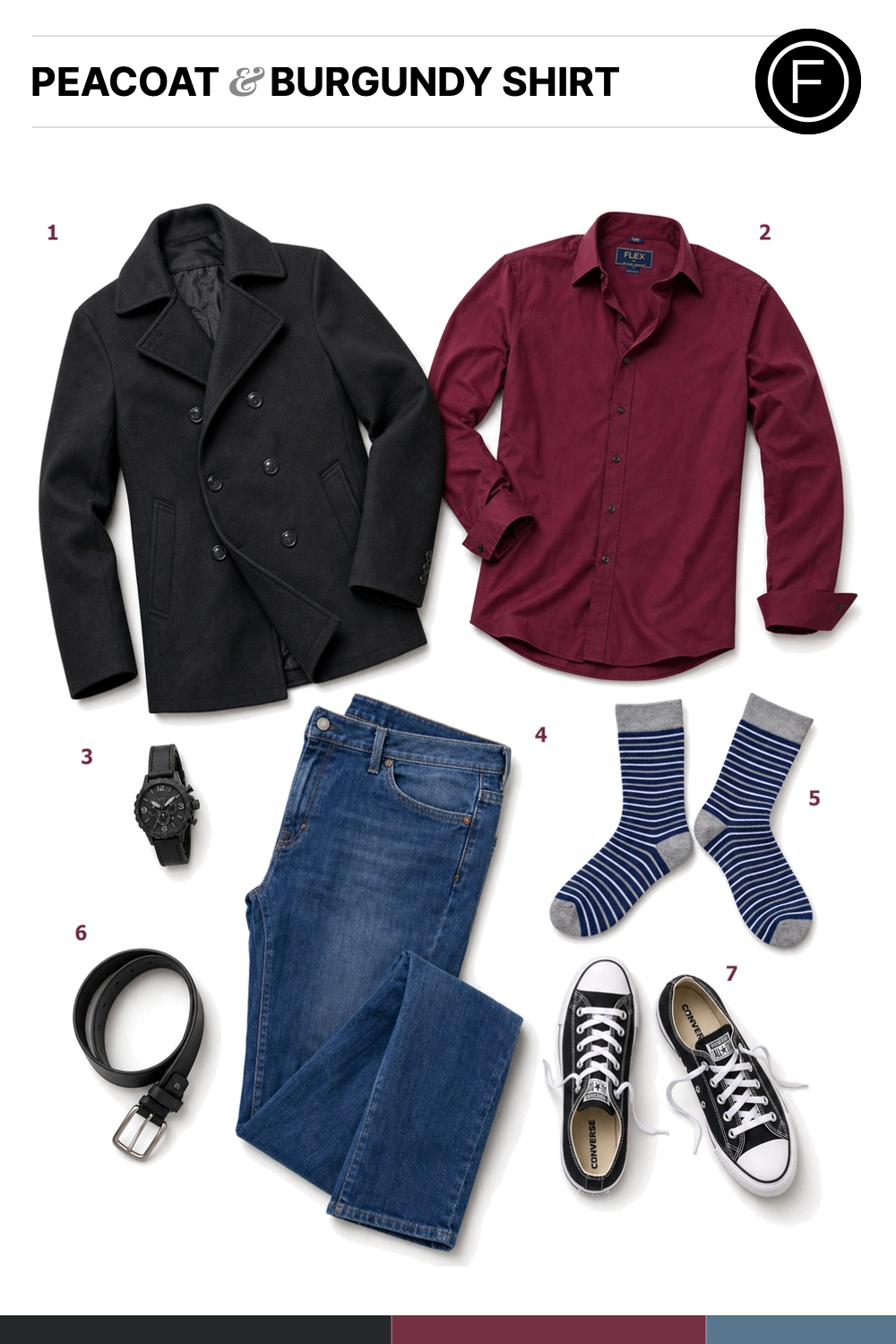 Benedict Cumberbatch’s Peacoat & Burgundy Shirt Outfit