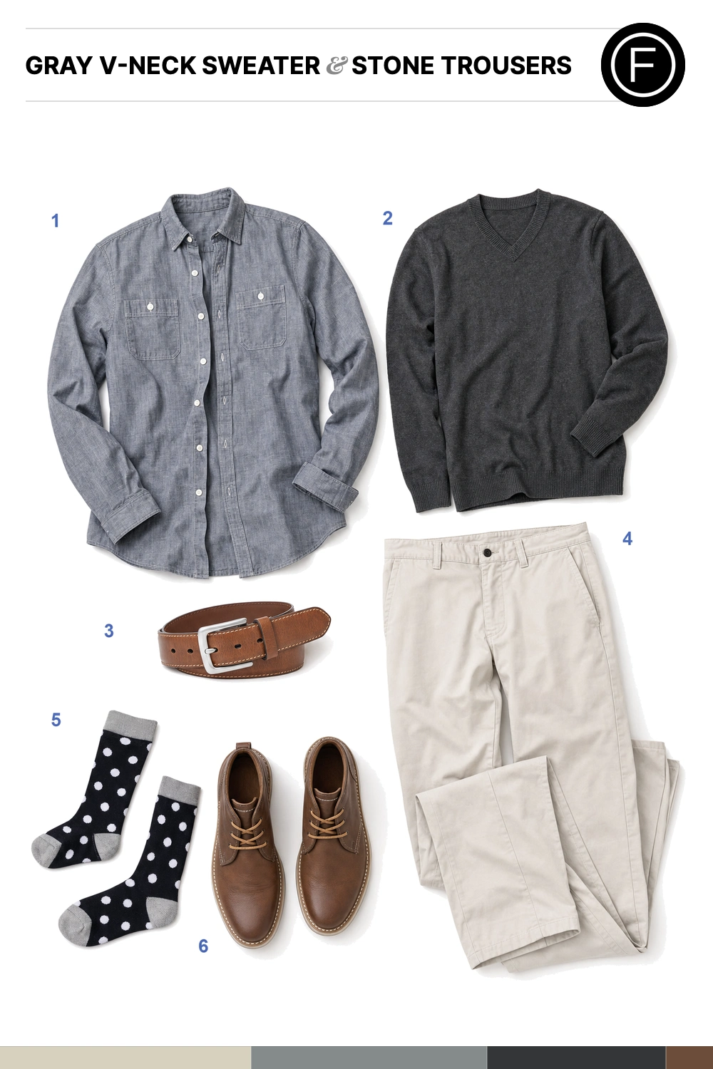 Bradley Cooper’s Gray V-Neck Sweater & Stone Trousers Outfit