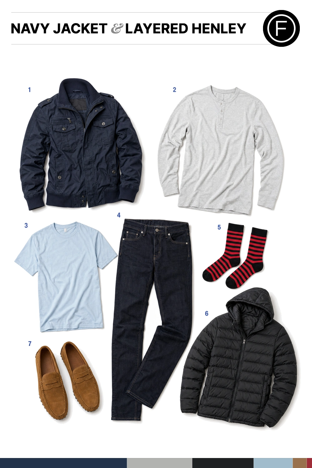 Chace Crawford’s Navy Jacket & Layered Henley Outfit