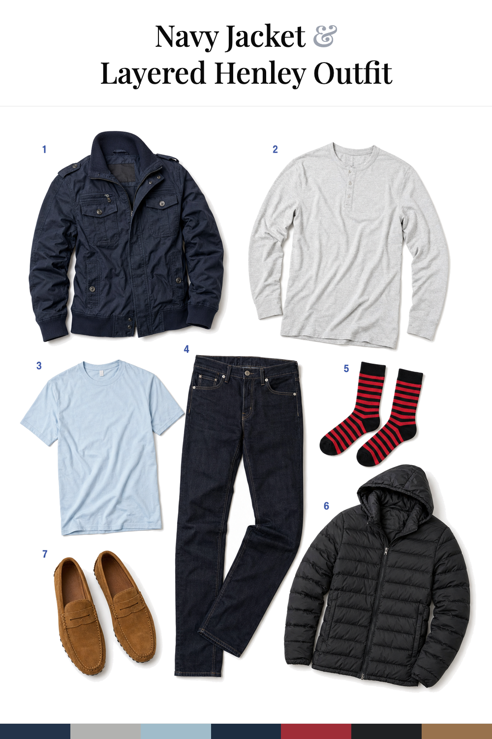 Chace Crawford’s Navy Jacket & Layered Henley Outfit