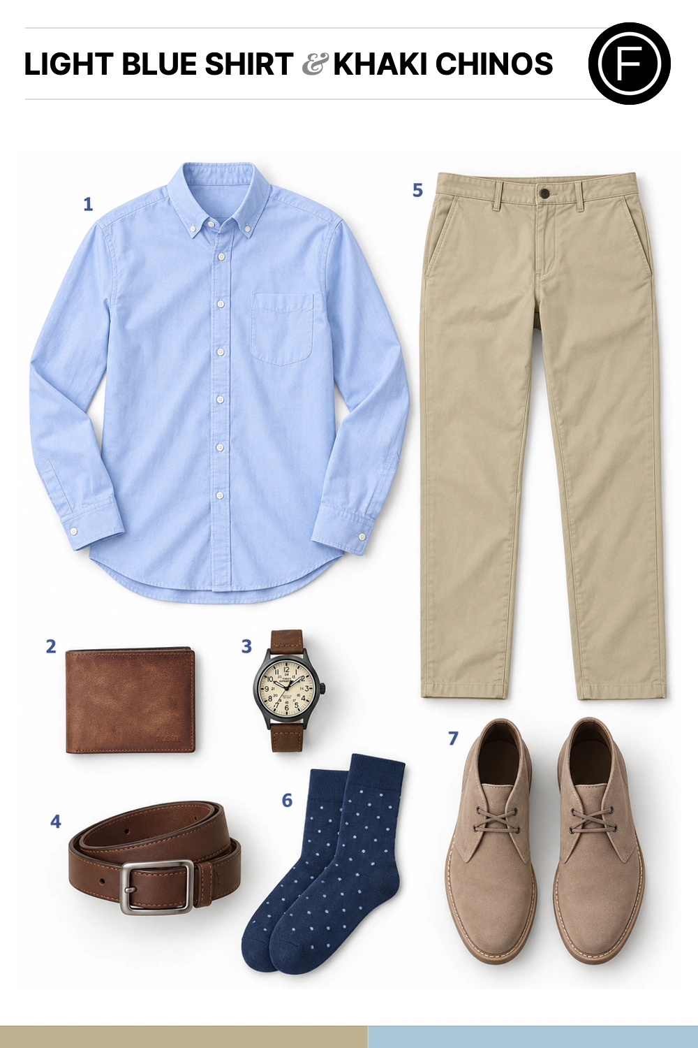 Chris Evans’s Light Blue Shirt & Khaki Chinos Outfit