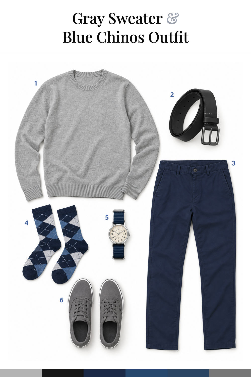 Chris Evans’s Gray Sweater & Blue Chinos Outfit