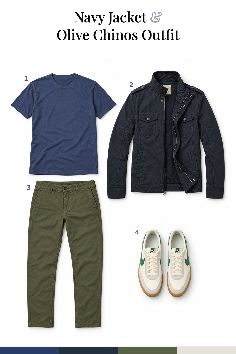 Chris Evans’s Navy Jacket & Olive Chinos Outfit