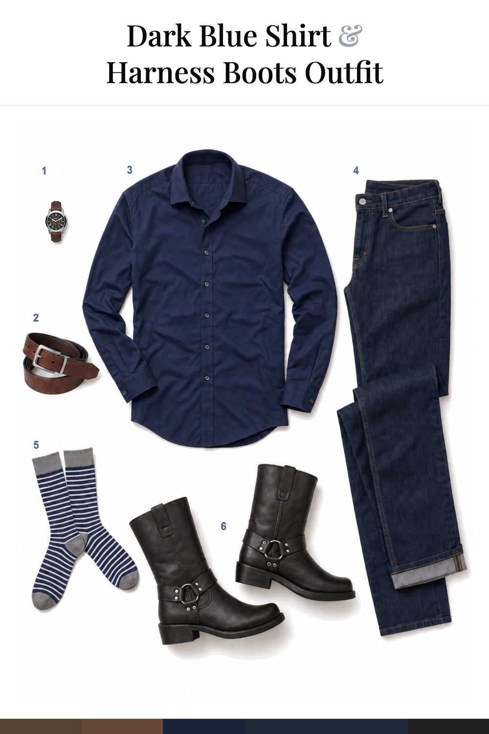 Chris Hemsworth’s Dark Blue Shirt & Harness Boots Outfit
