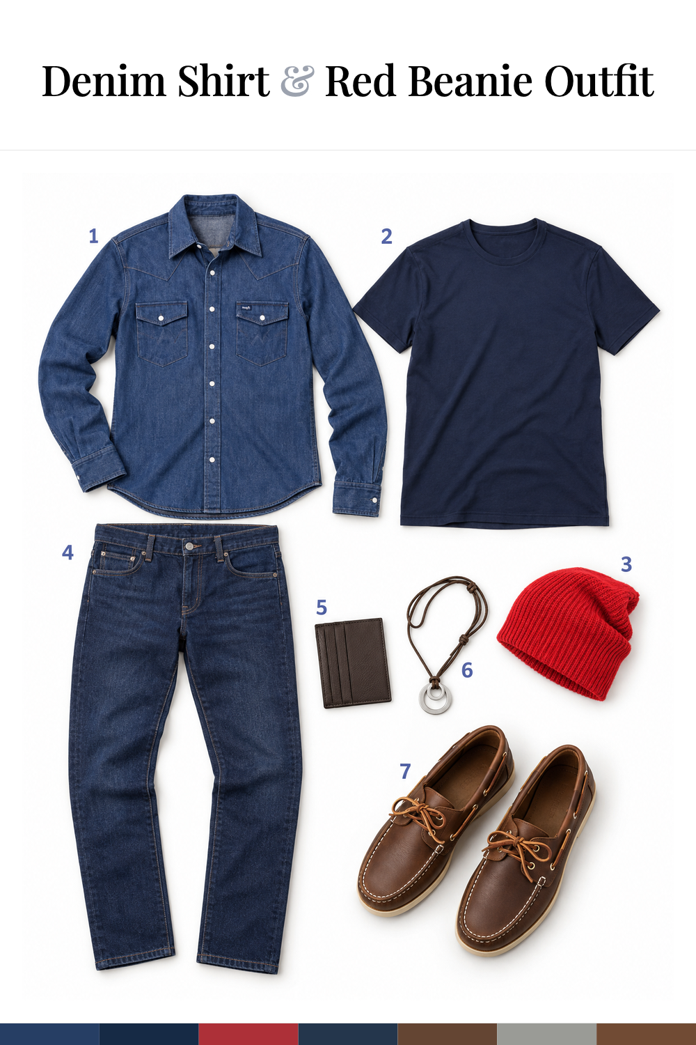 Chris Hemsworth’s Denim Shirt & Red Beanie Outfit