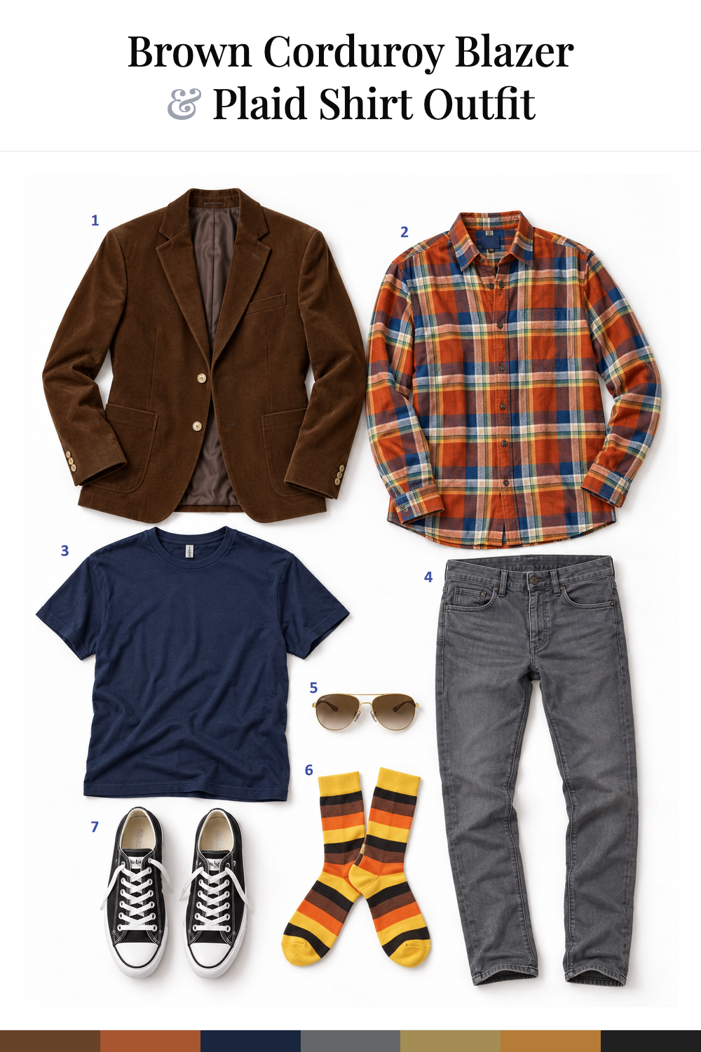 Chris Pine’s Brown Corduroy Blazer & Plaid Shirt Outfit