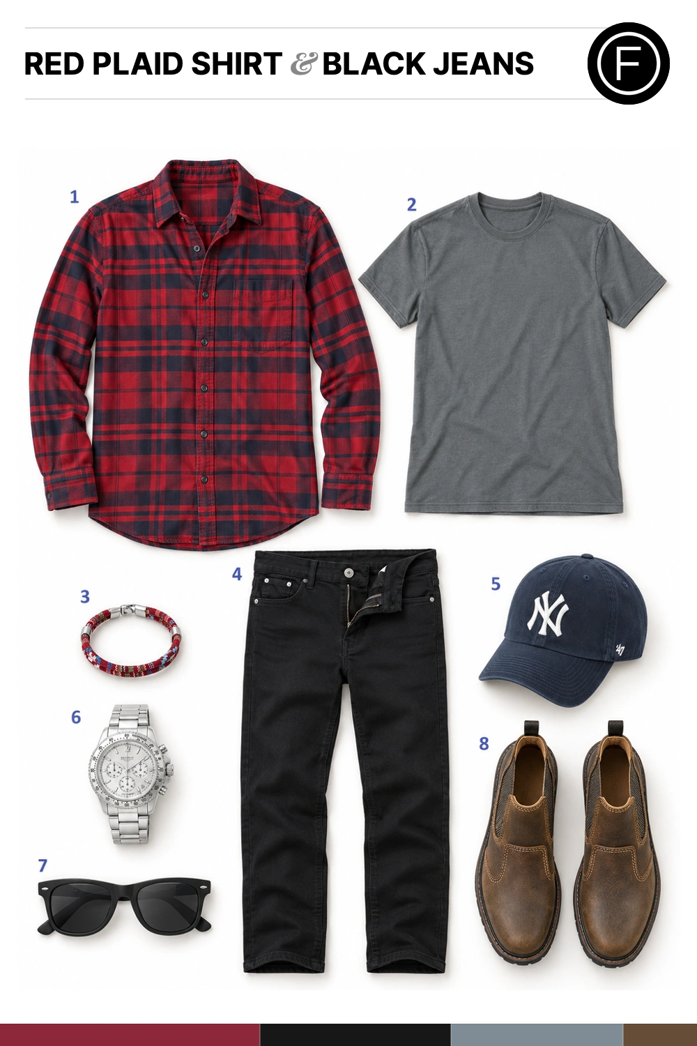 Chris Pine’s Red Plaid Shirt & Black Jeans Outfit