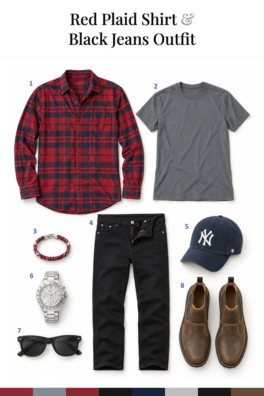 Chris Pine’s Red Plaid Shirt & Black Jeans Outfit