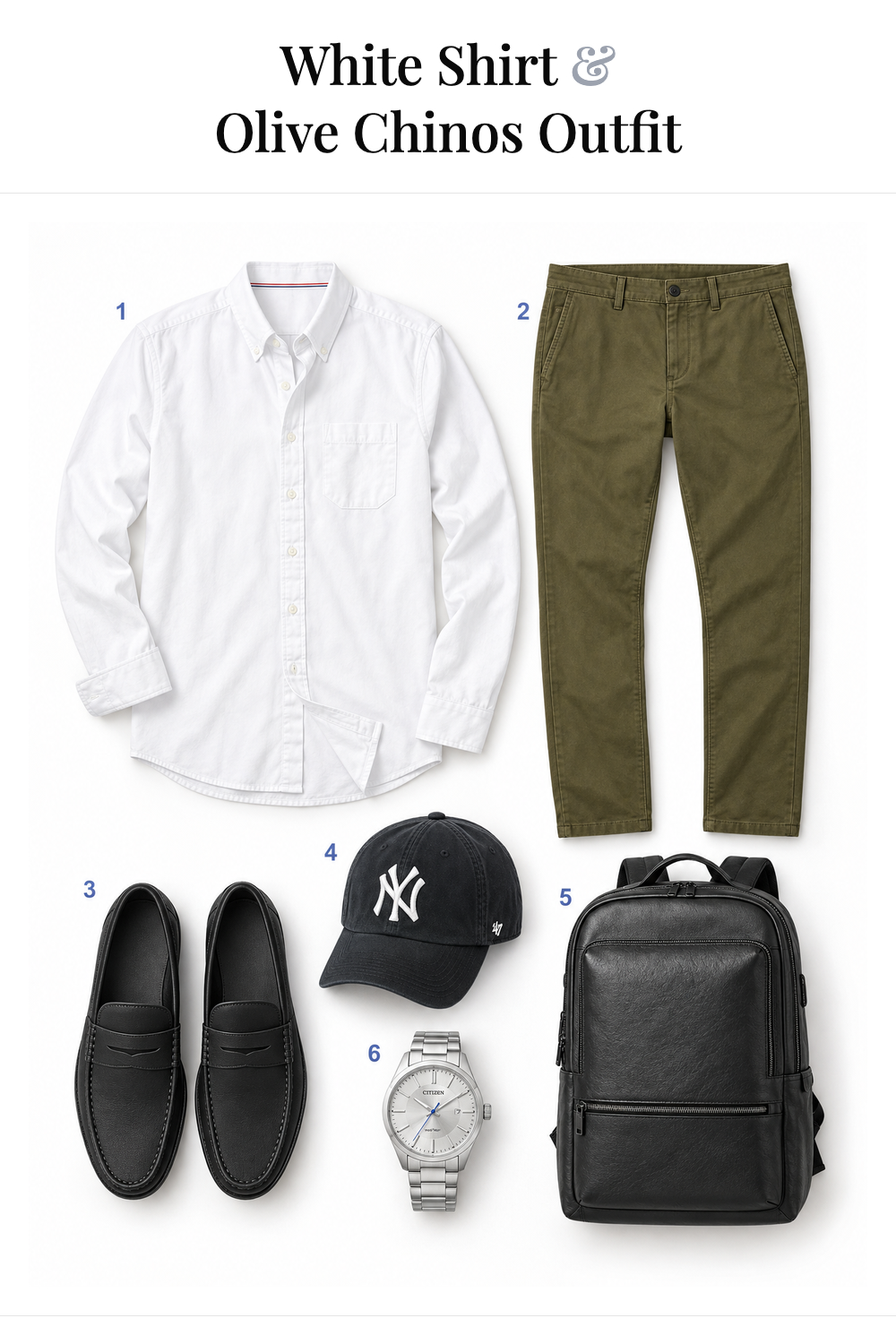 Chris Pine’s White Shirt & Olive Chinos Outfit