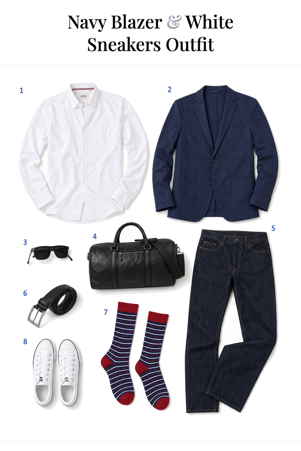 Chris Pine’s Navy Blazer & White Sneakers Outfit