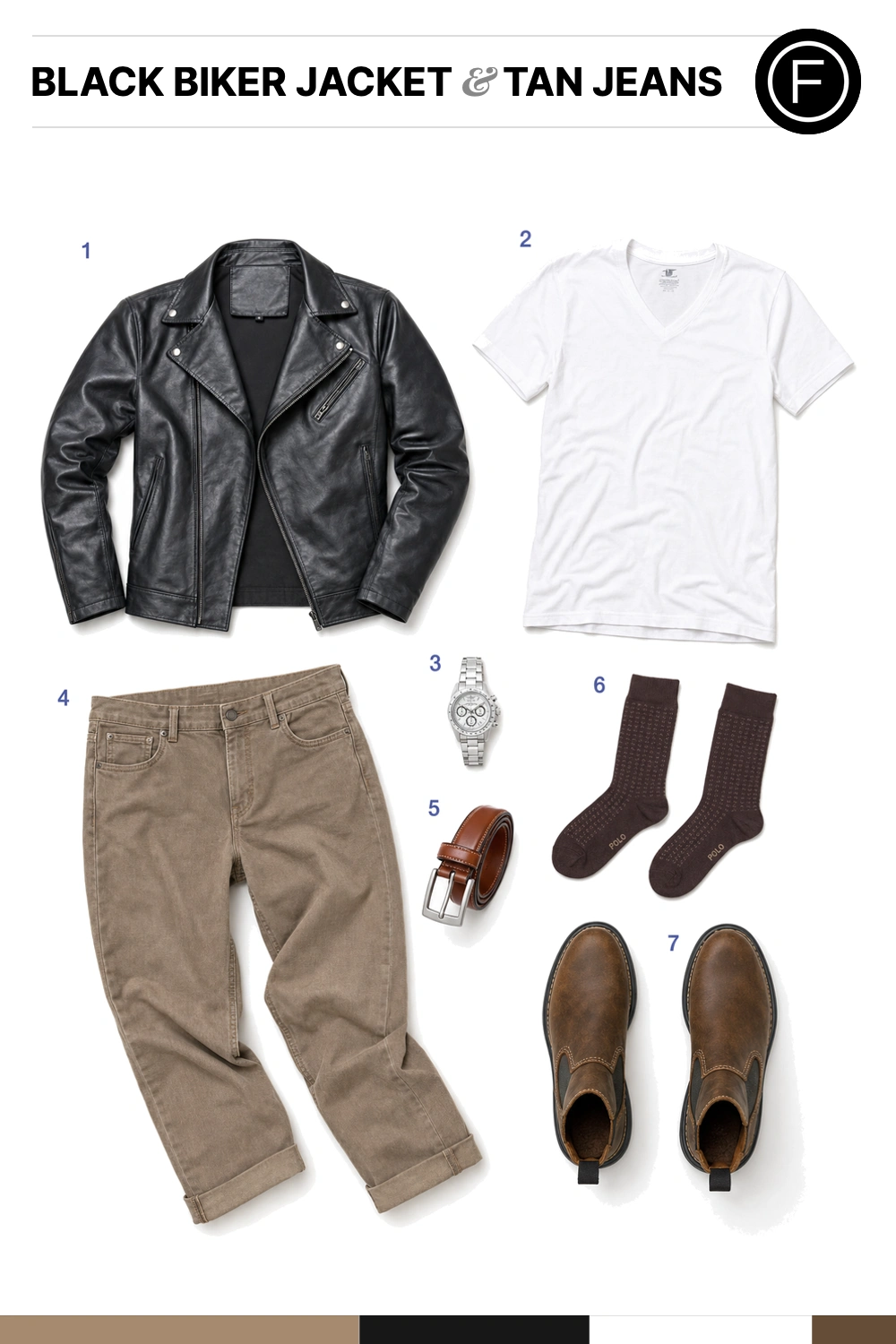 Chris Pratt’s Black Biker Jacket & Tan Jeans Outfit