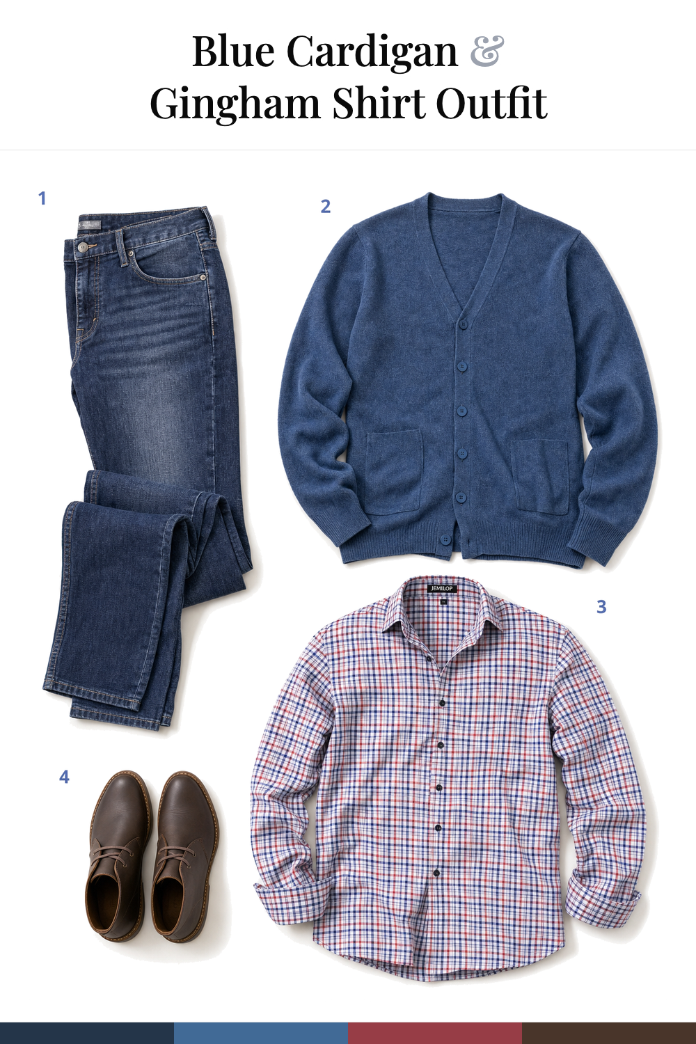 Chris Pratt’s Blue Cardigan & Gingham Shirt Outfit