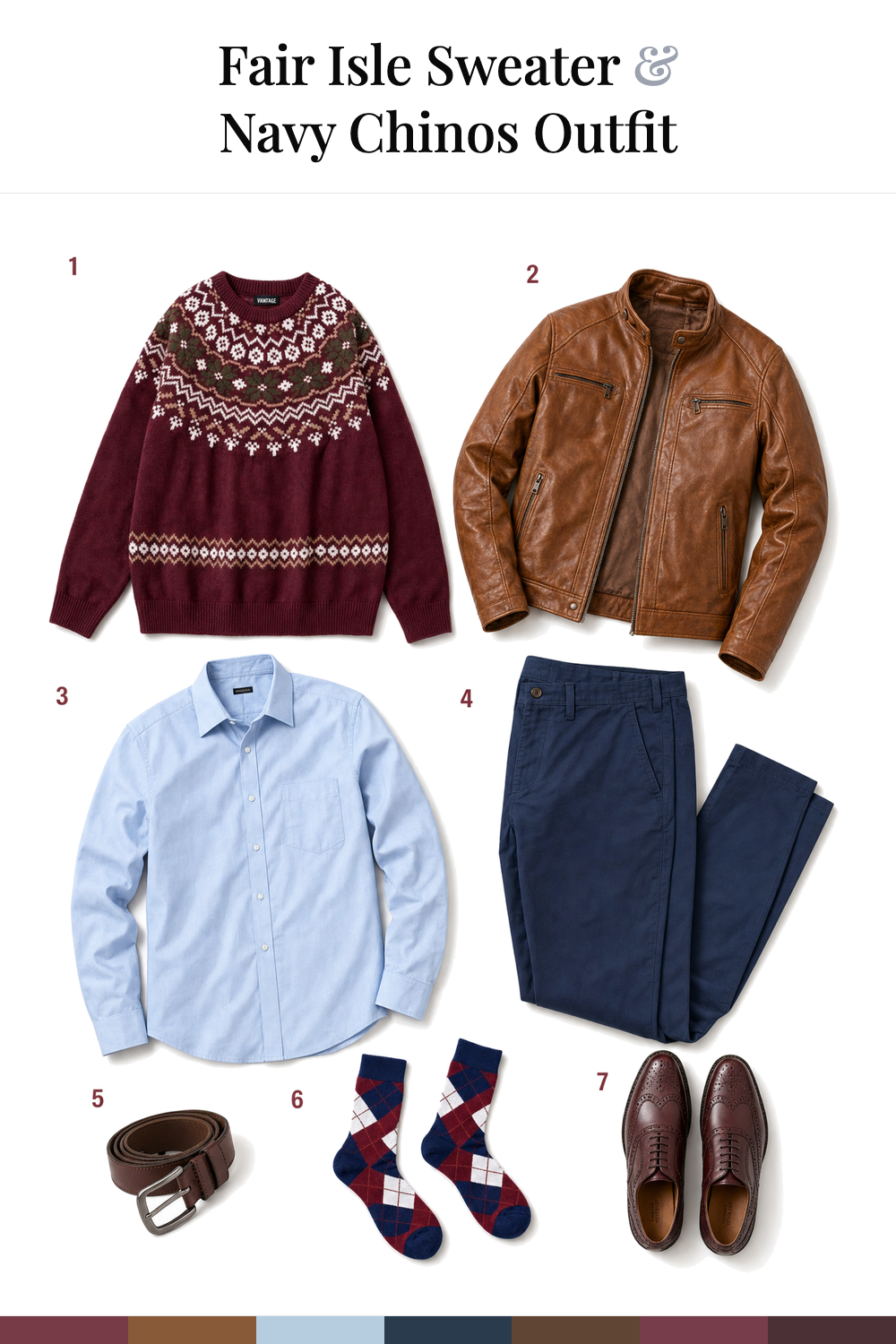 Colton Haynes’s Fair Isle Sweater & Navy Chinos Outfit