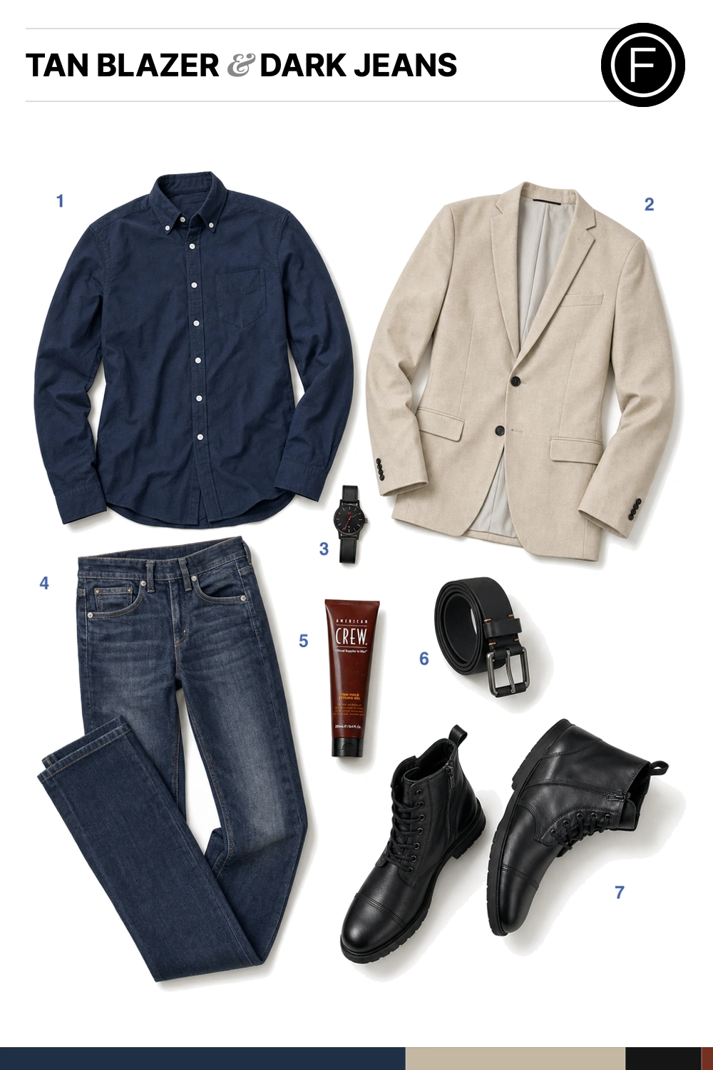 Colton Haynes’s Tan Blazer & Dark Jeans Outfit