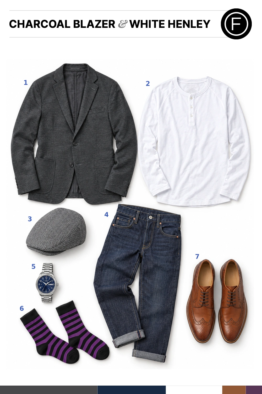 Daniel Craig’s Charcoal Blazer & White Henley Outfit