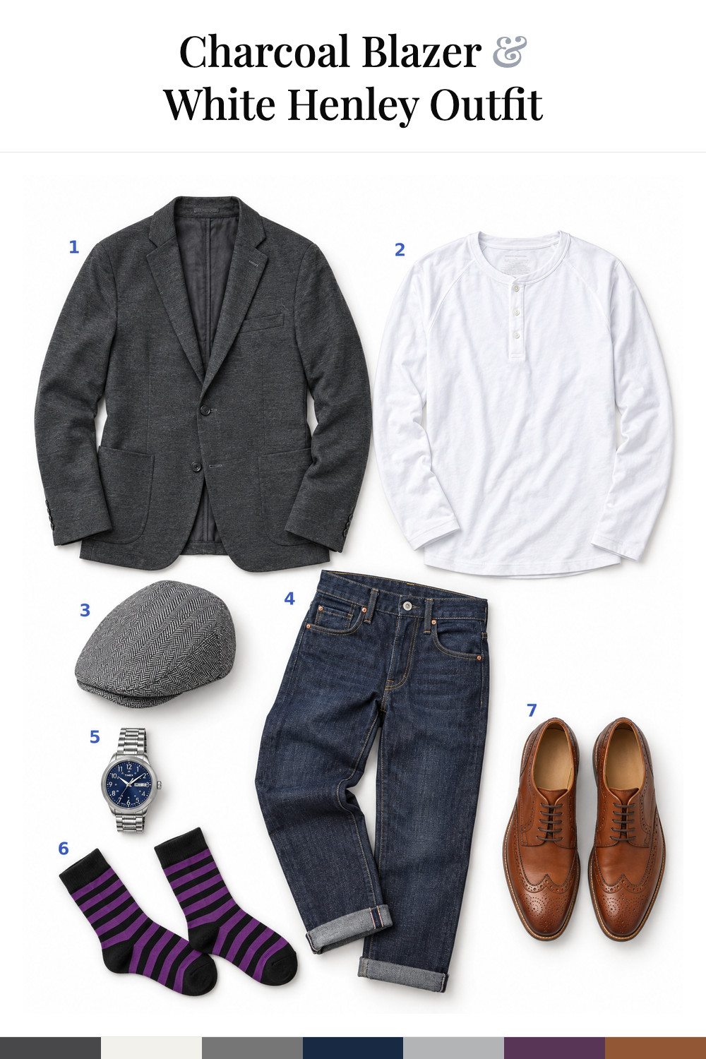 Daniel Craig’s Charcoal Blazer & White Henley Outfit