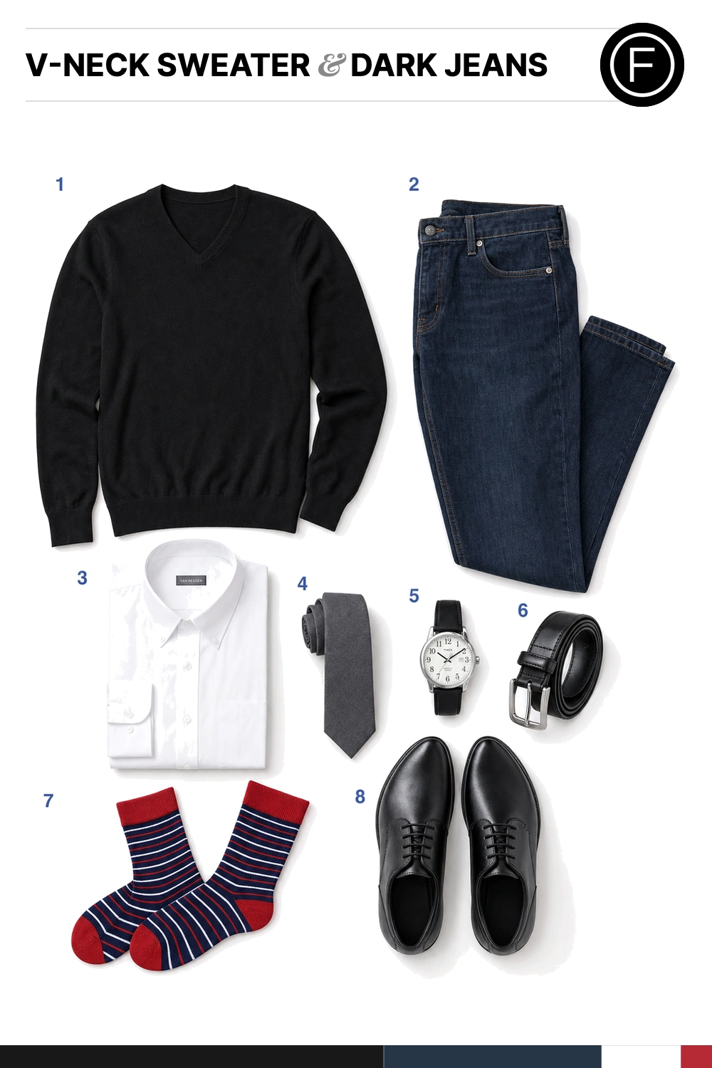Daniel Craig’s V-Neck Sweater & Dark Jeans Outfit