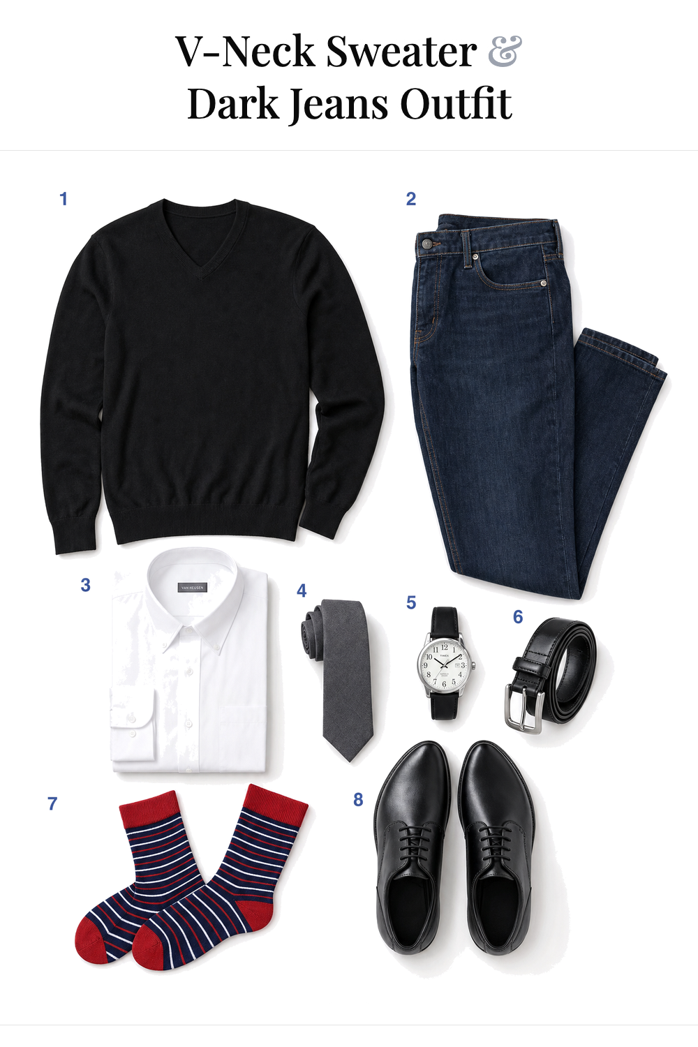 Daniel Craig’s V-Neck Sweater & Dark Jeans Outfit