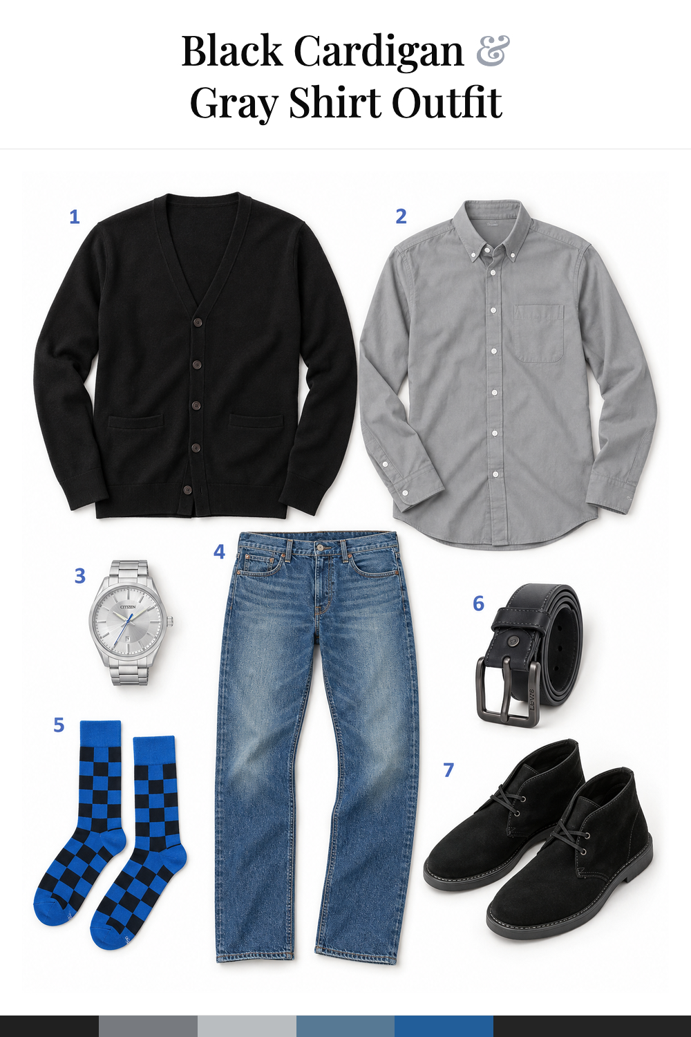 Daniel Craig’s Black Cardigan & Gray Shirt Outfit