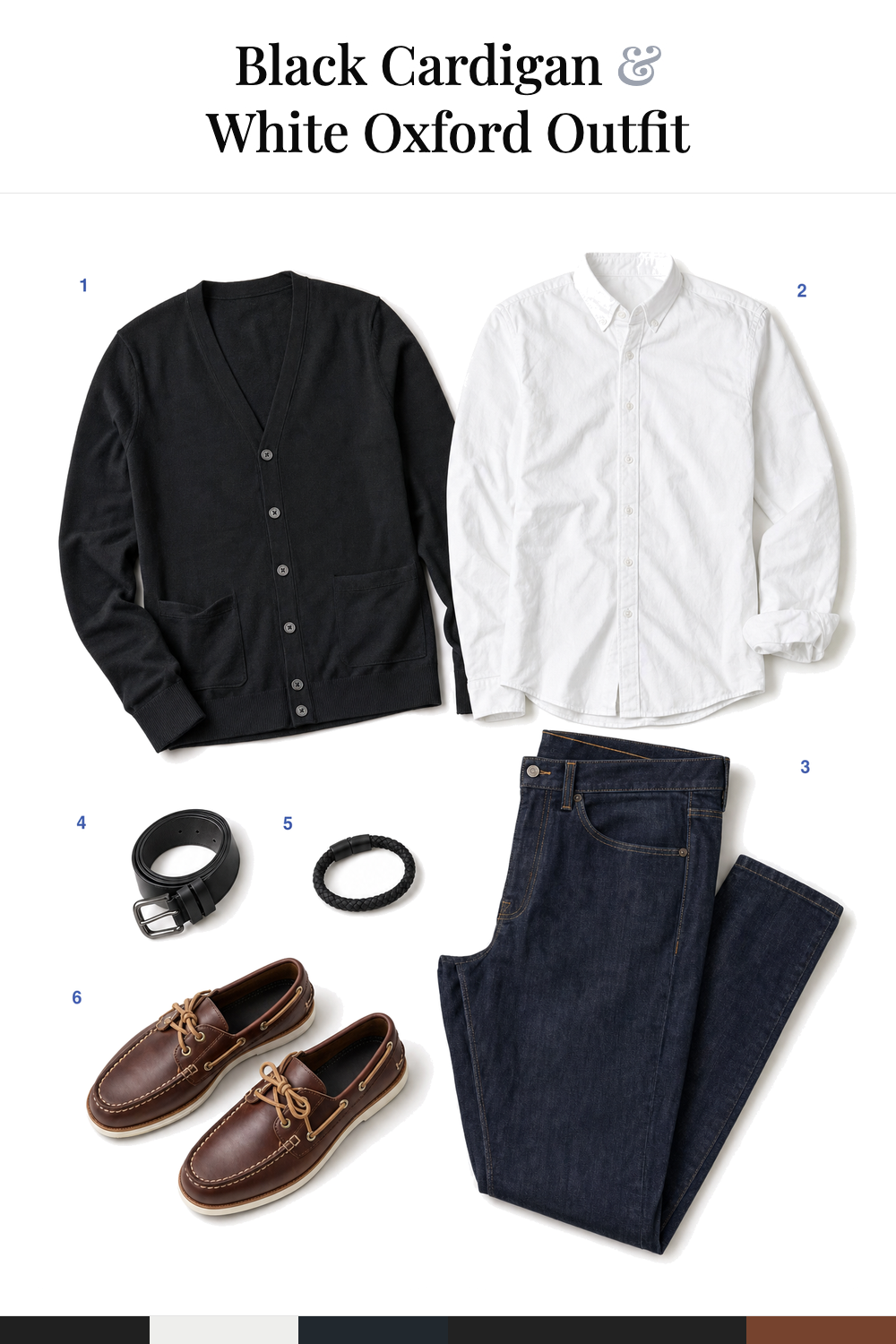 Darren Criss’s Black Cardigan & White Oxford Outfit