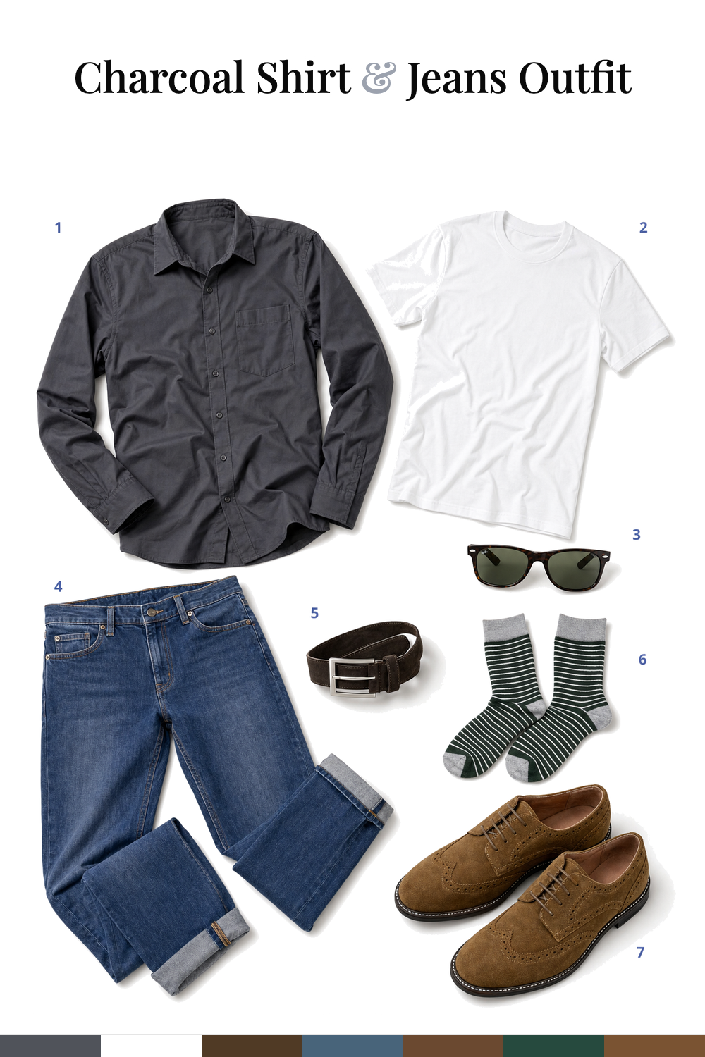 David Beckham’s Charcoal Shirt & Jeans Outfit