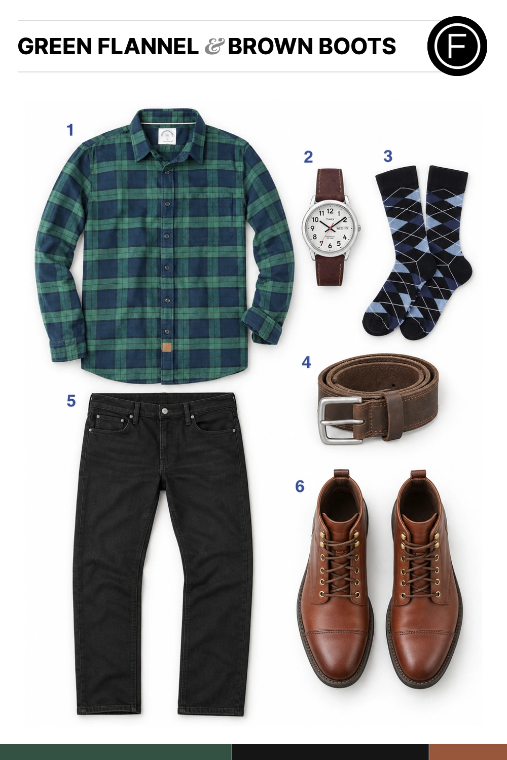 David Beckham’s Green Flannel & Brown Boots Outfit