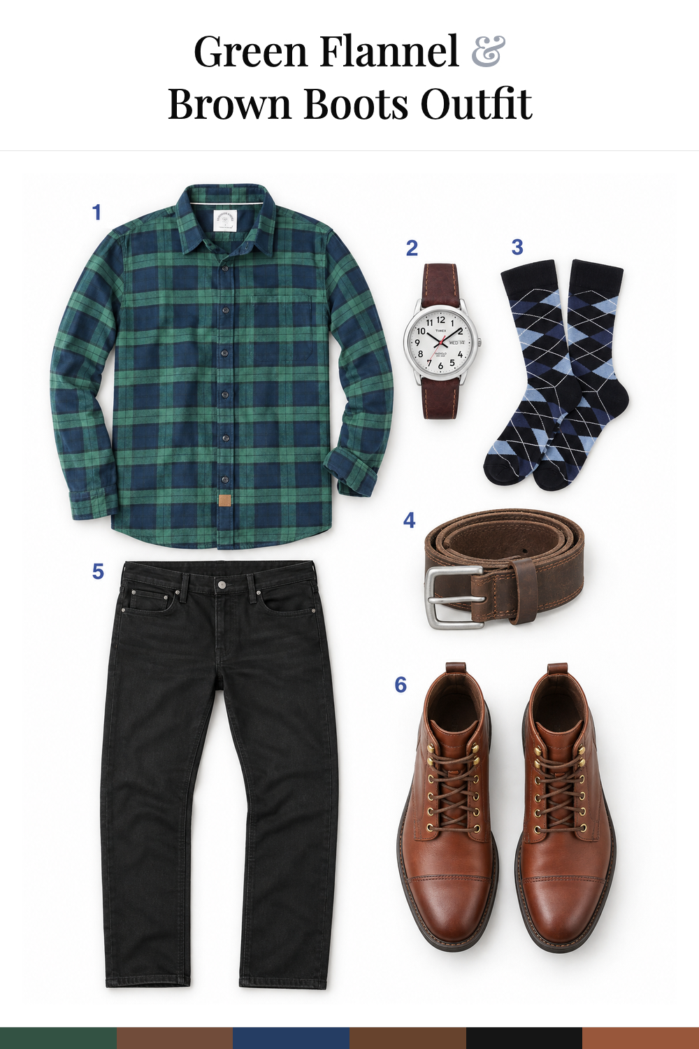 David Beckham’s Green Flannel & Brown Boots Outfit