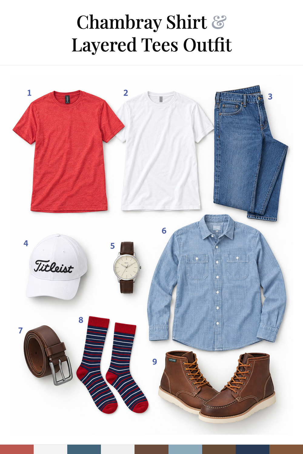 Chace Crawford’s Chambray Shirt & Layered Tees Outfit