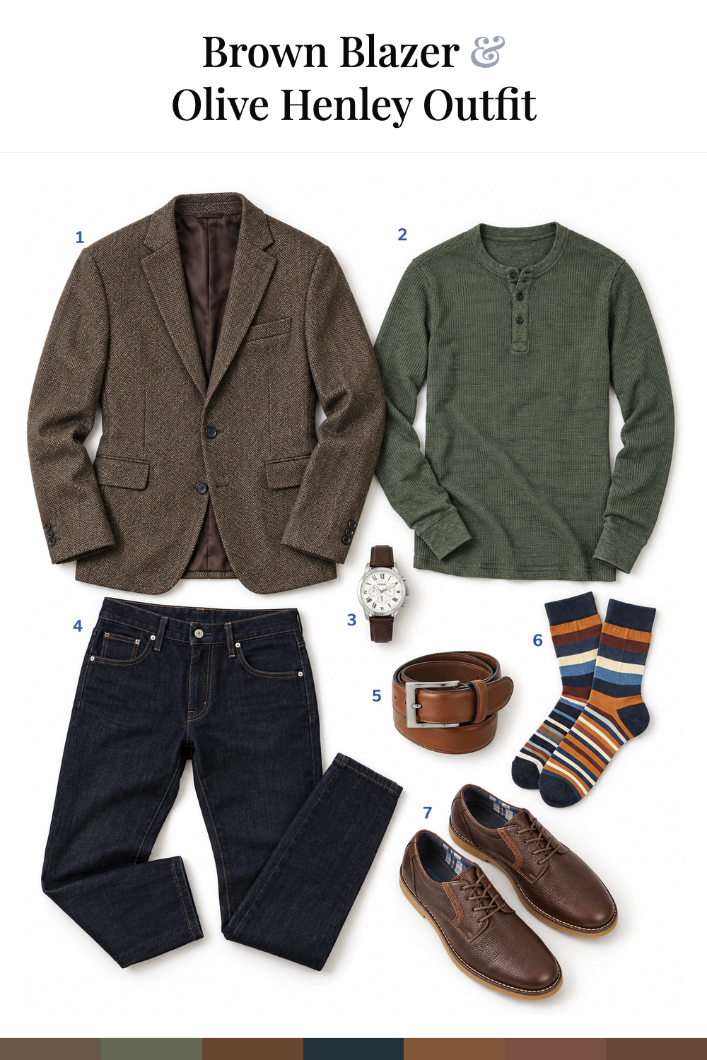 Channing Tatum’s Brown Blazer & Olive Henley Outfit