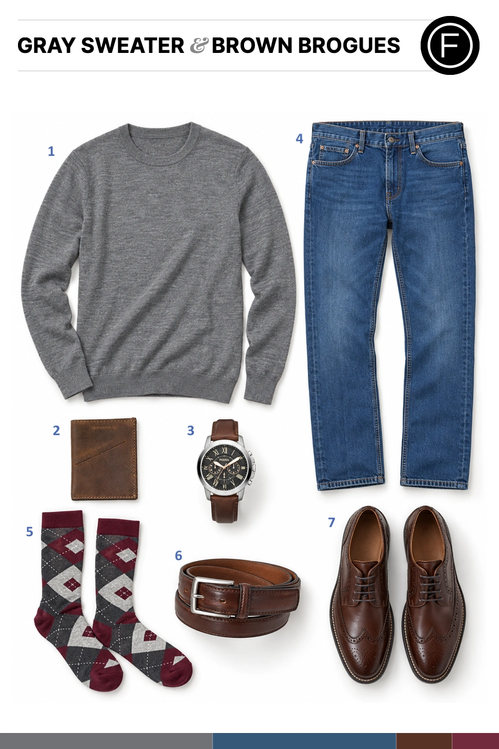 Idris Elba’s Gray Sweater & Brown Brogues Outfit