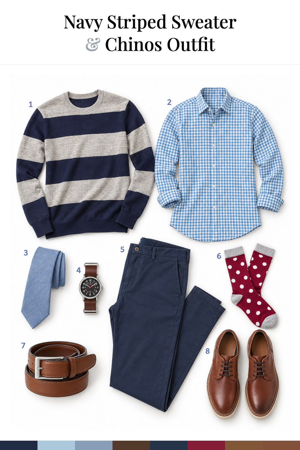 Jimmy Fallon’s Navy Striped Sweater & Chinos Outfit