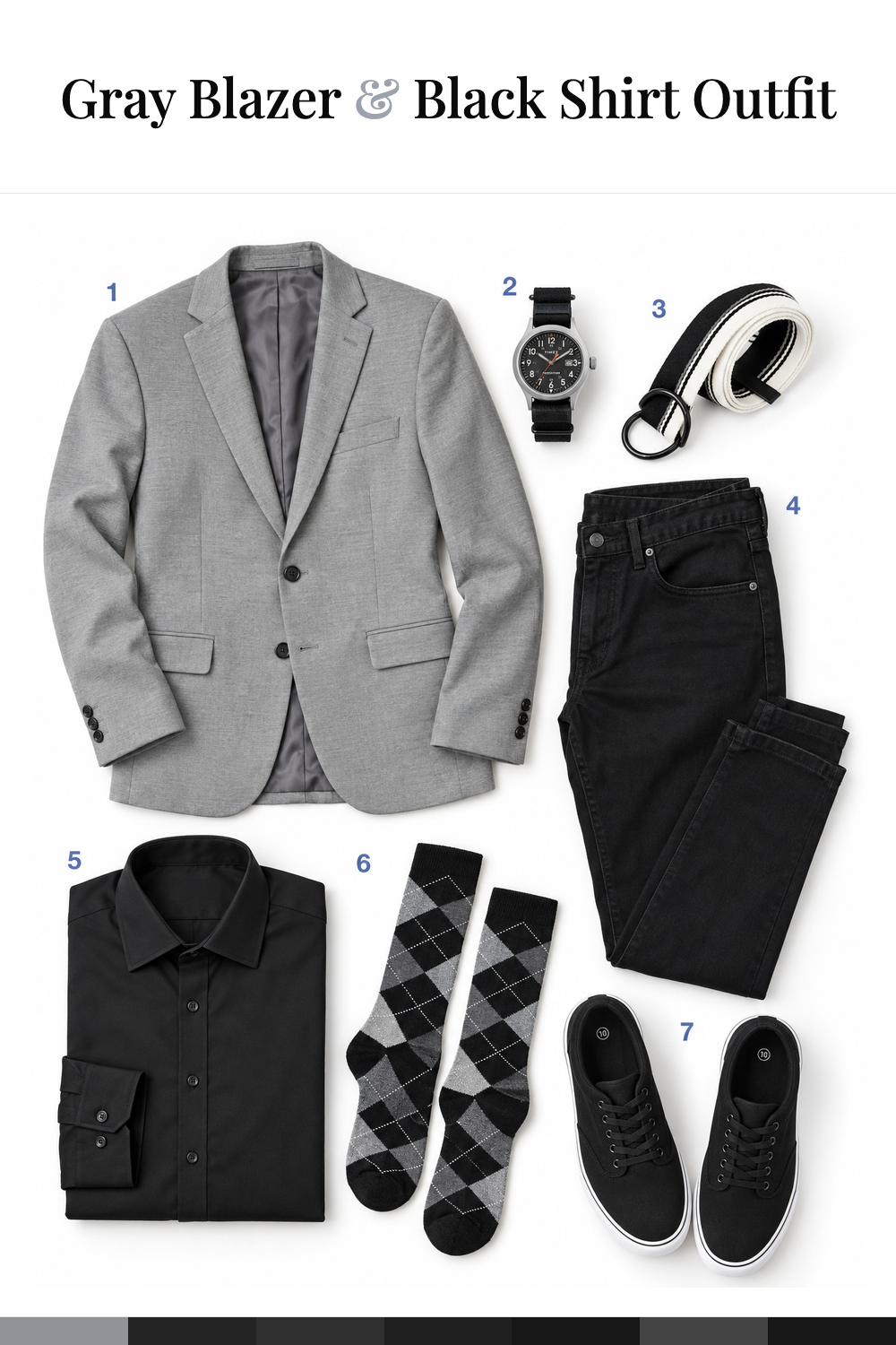 Liam Hemsworth’s Gray Blazer & Black Shirt Outfit