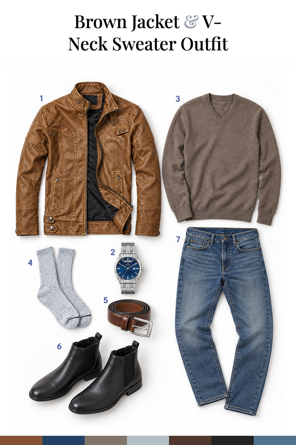 Michael Bublé’s Brown Jacket & V-Neck Sweater Outfit