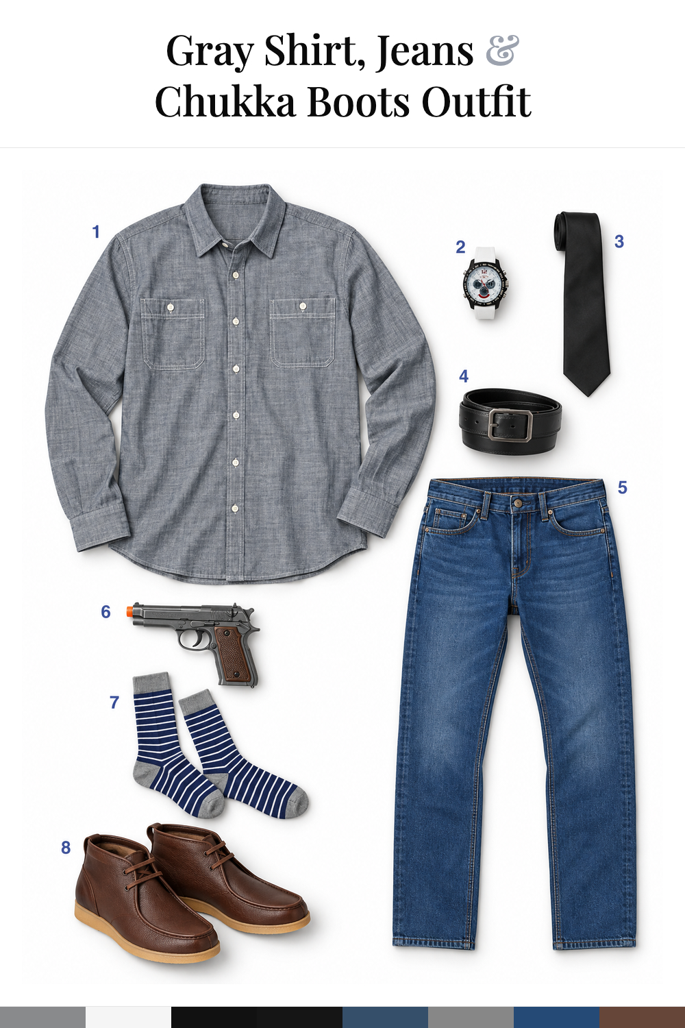 Norman Reedus’s Gray Shirt, Jeans & Chukka Boots Outfit