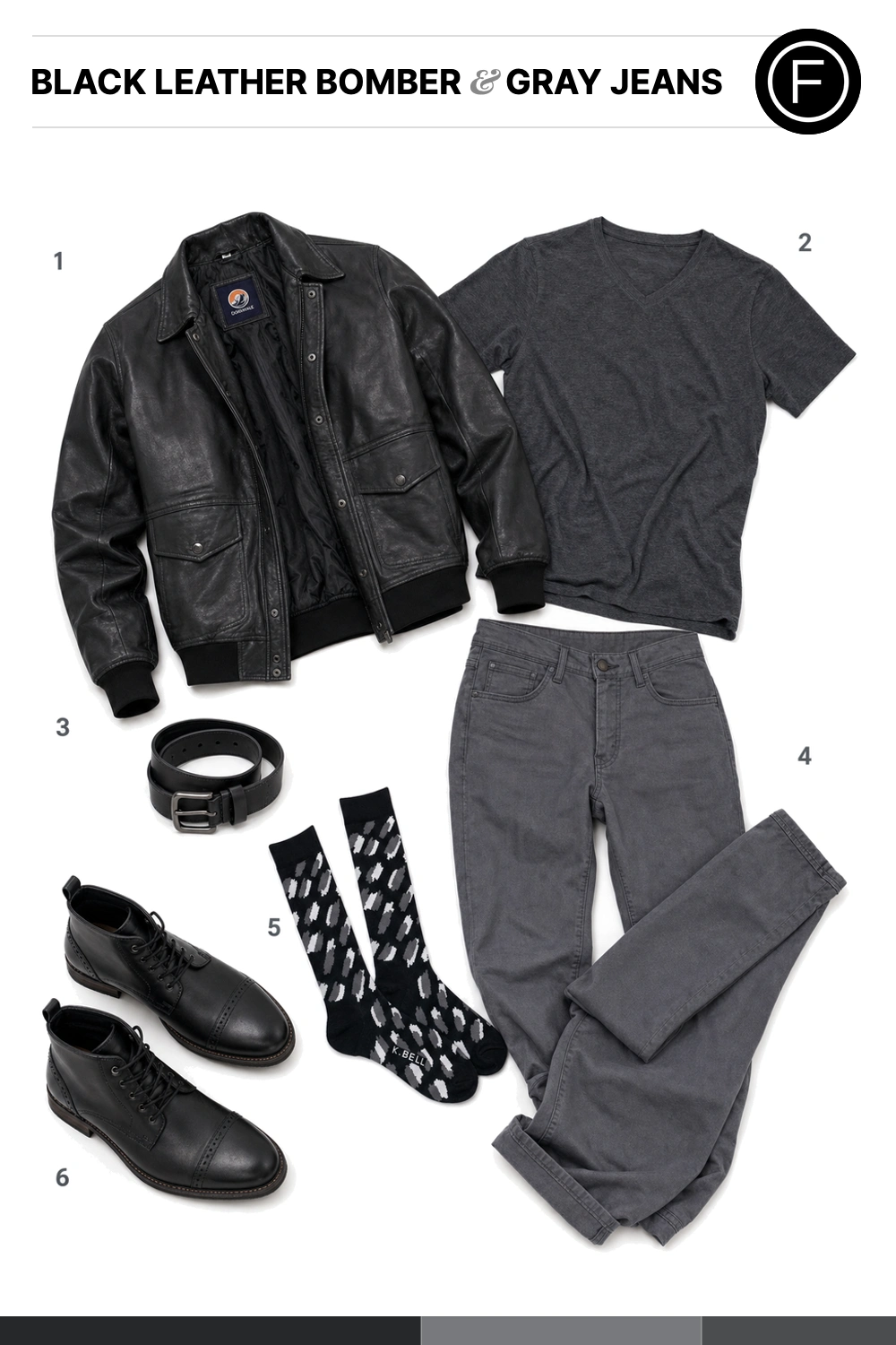 Dylan O’Brien’s Black Leather Bomber & Gray Jeans Outfit