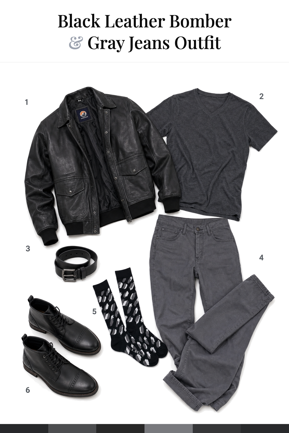 Dylan O’Brien’s Black Leather Bomber & Gray Jeans Outfit