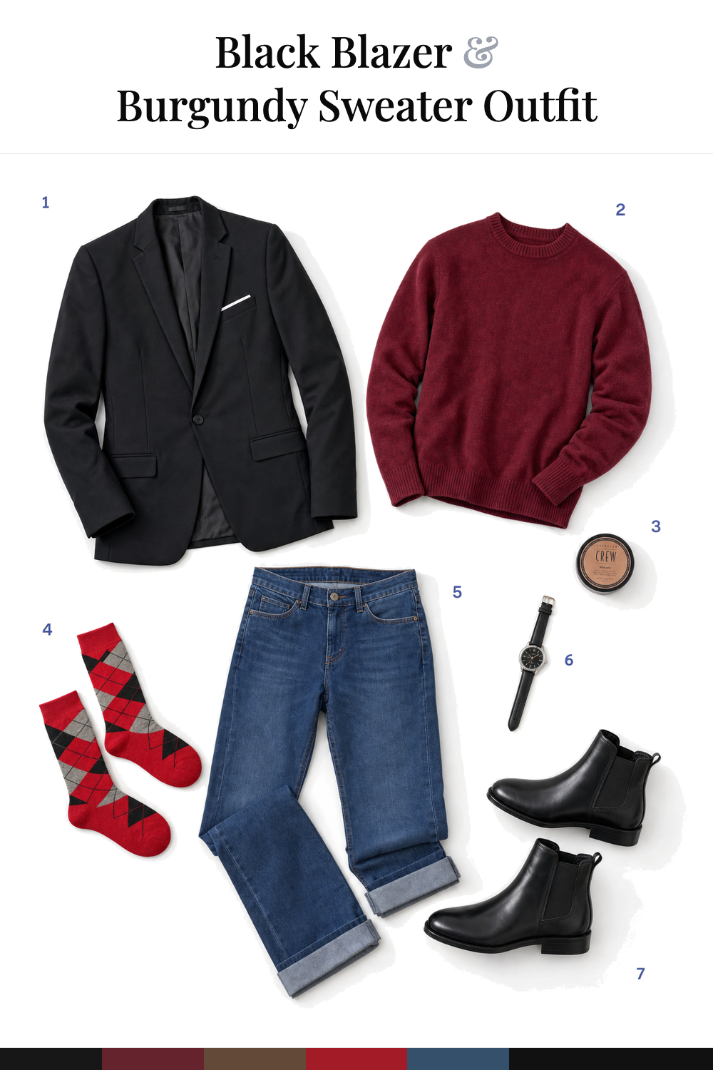 Hugh Jackman’s Black Blazer & Burgundy Sweater Outfit