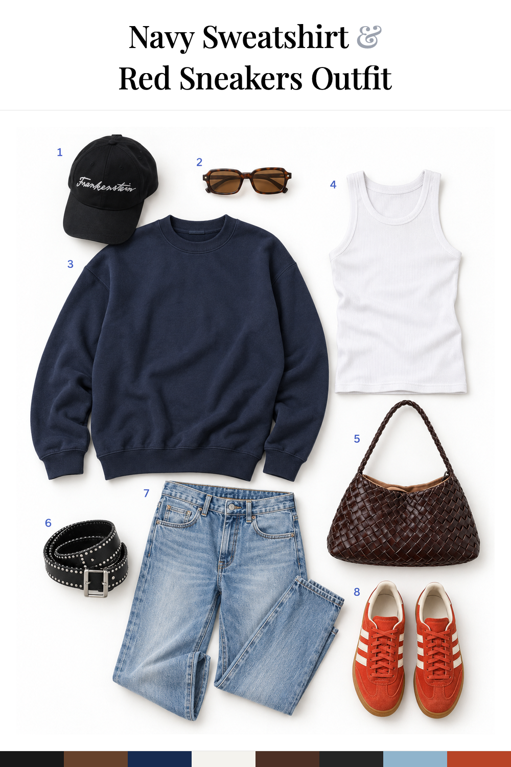 Jacob Elordi’s Navy Sweatshirt & Red Sneakers Outfit