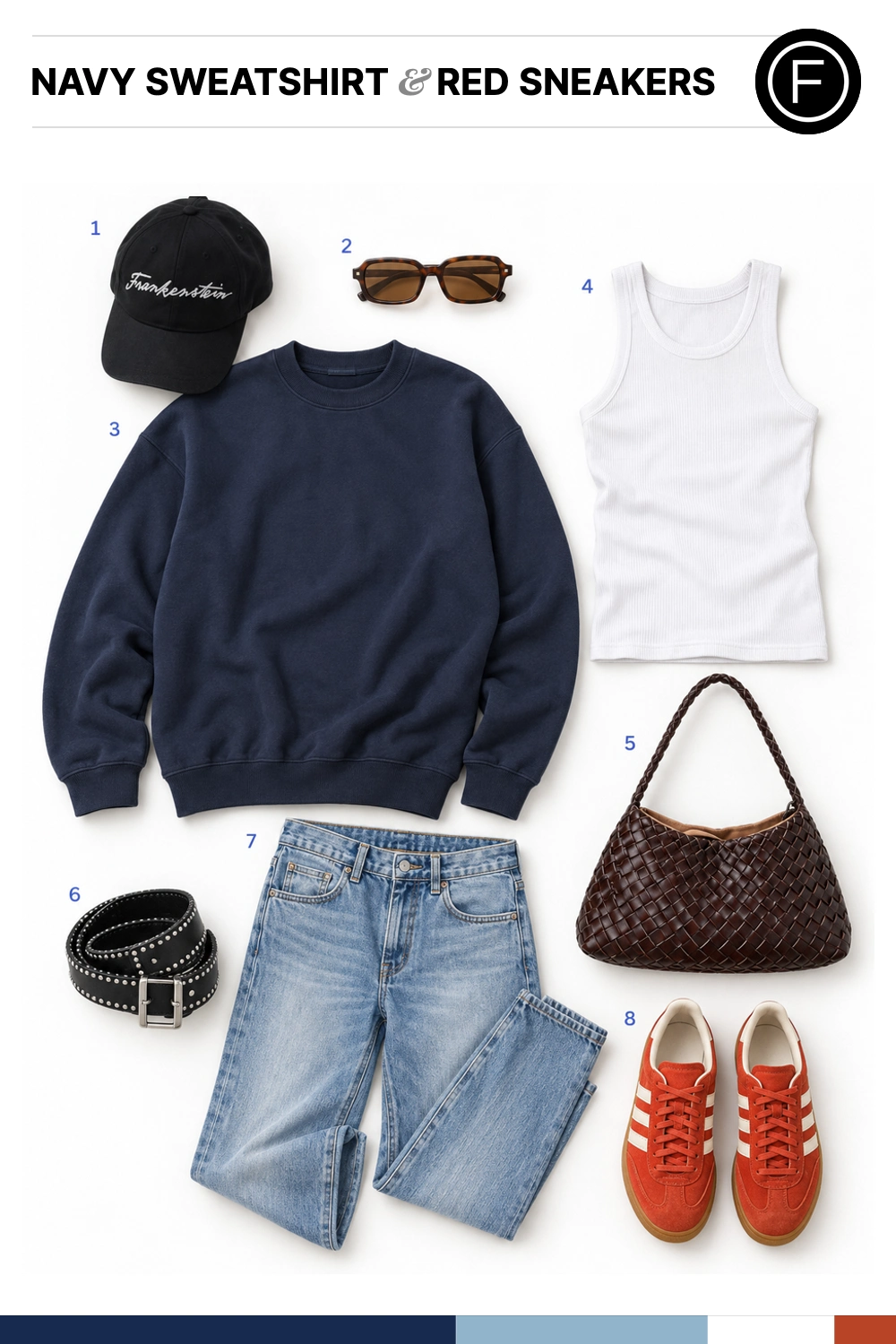 Jacob Elordi’s Navy Sweatshirt & Red Sneakers Outfit