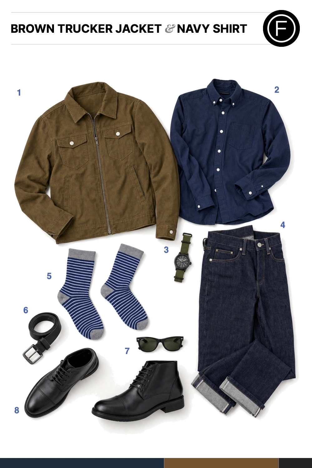 Jake Gyllenhaal’s Brown Trucker Jacket & Navy Shirt Outfit