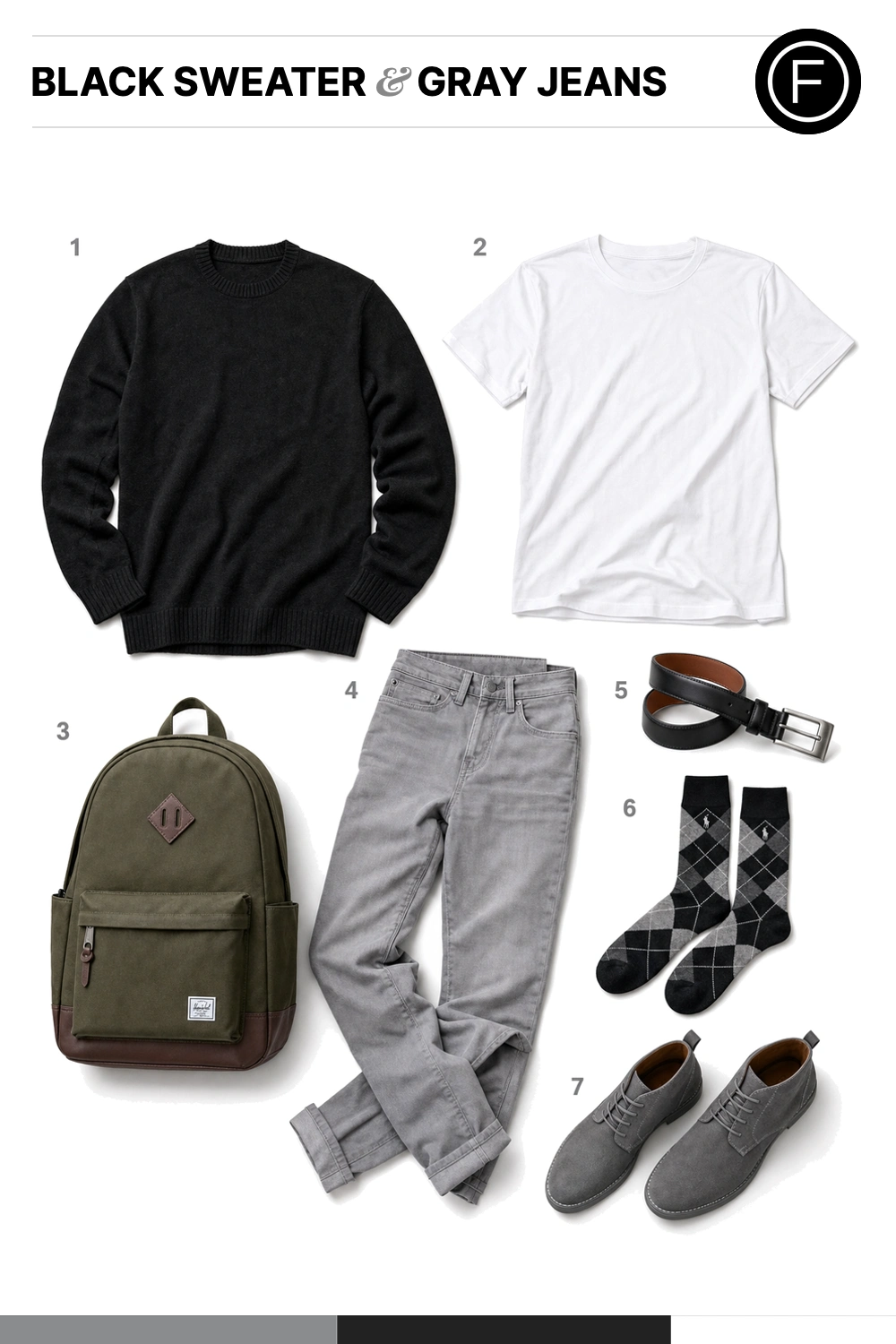 Jamie Dornan’s Black Sweater & Gray Jeans Outfit