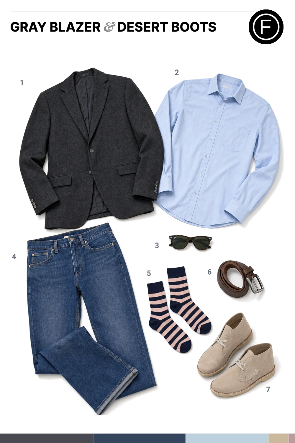 Jamie Dornan’s Gray Blazer & Desert Boots Outfit