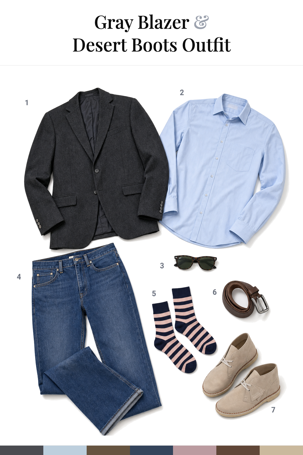 Jamie Dornan’s Gray Blazer & Desert Boots Outfit