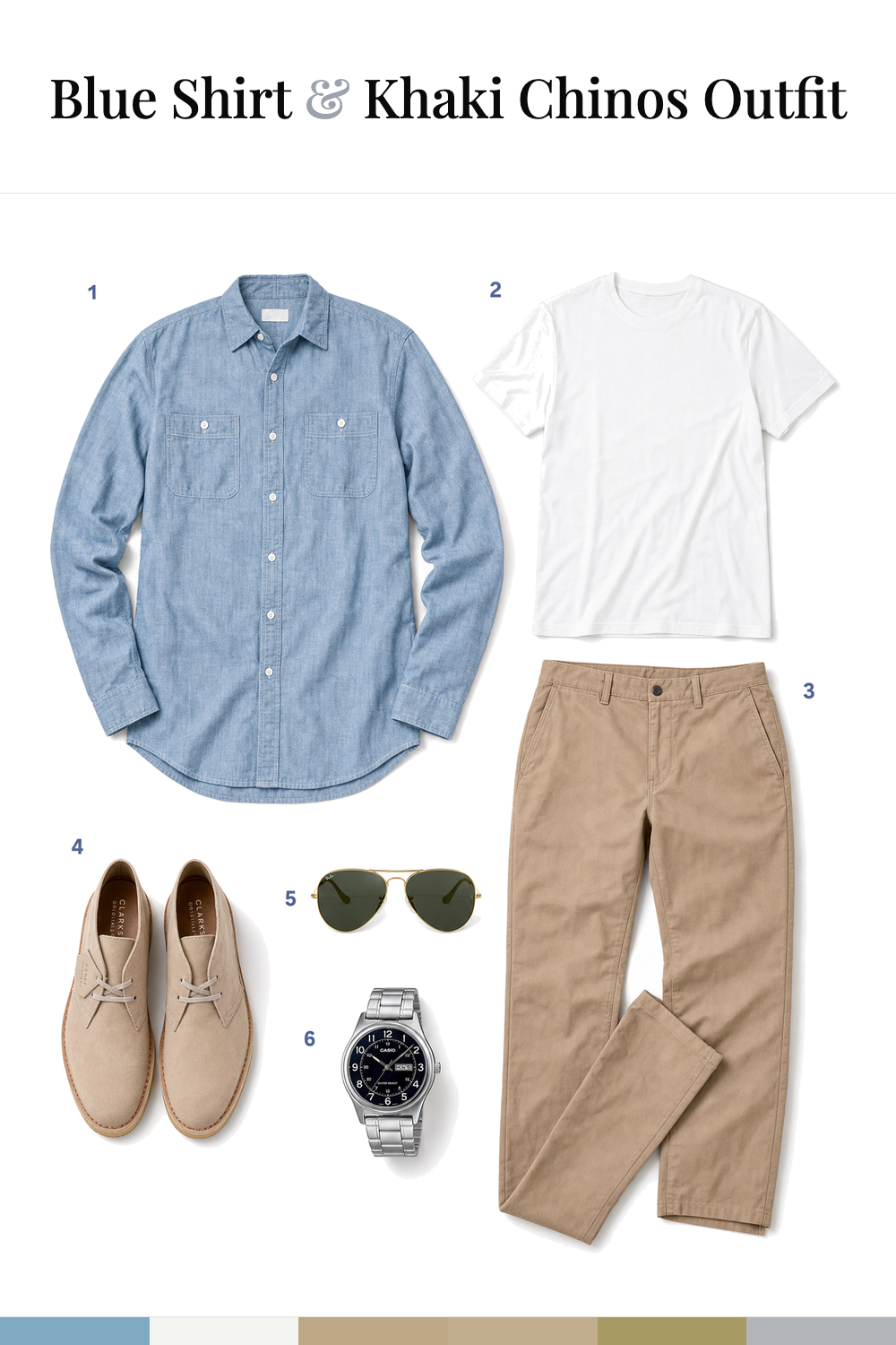 Jason Statham’s Blue Shirt & Khaki Chinos Outfit