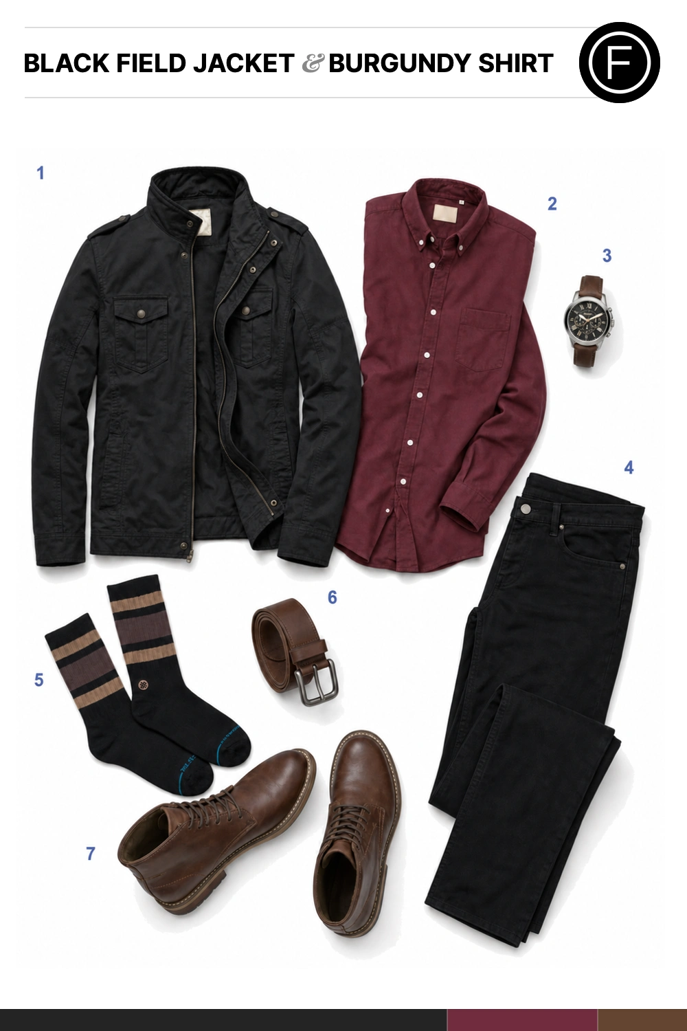 John Cho’s Black Field Jacket & Burgundy Shirt Outfit